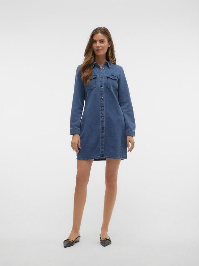Vero Moda Jeans jurk VMJENNIE LS SHORT DENIM DRESS GA NOOS - Foto 4