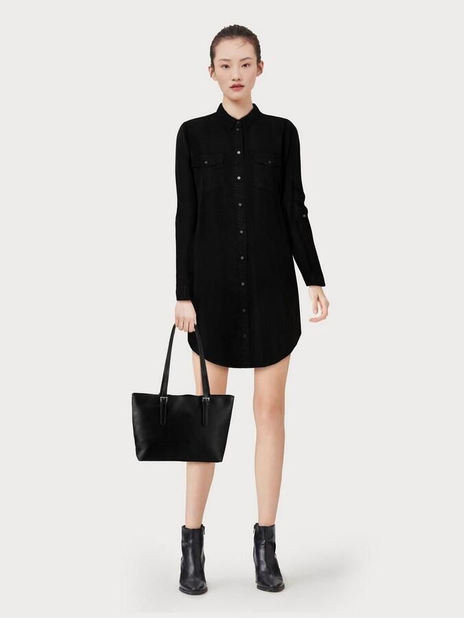 Vero moda soepele zwarte lyocell blouse jurk drukknopen - Foto 3