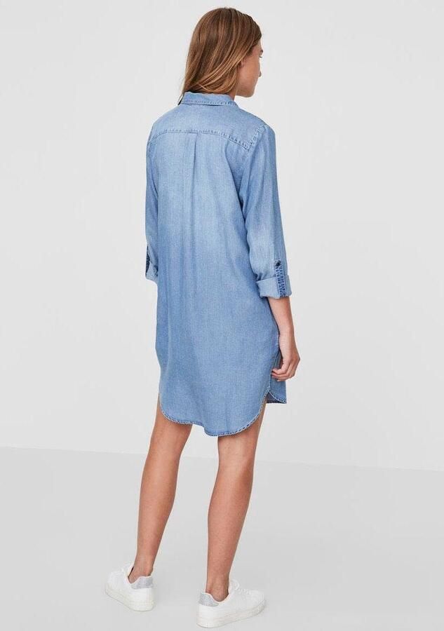 Vero Moda Knielange jeansjurk met borstzakken model 'SILLA' - Foto 7