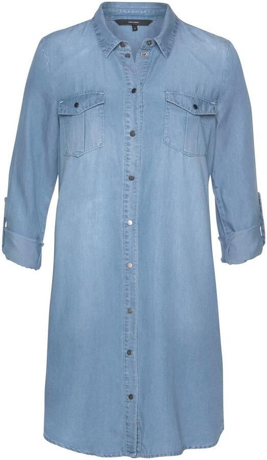 Vero Moda Knielange jeansjurk met borstzakken model 'SILLA' - Foto 4