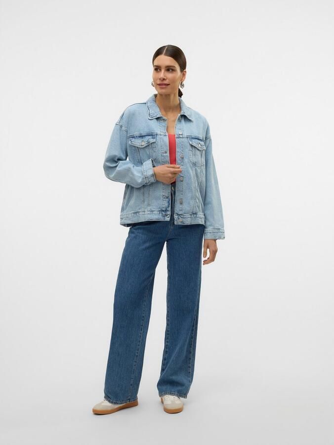 Vero Moda Regular fit jeansjack van katoenmix met fly-away-kraag model 'TESSA' - Foto 4