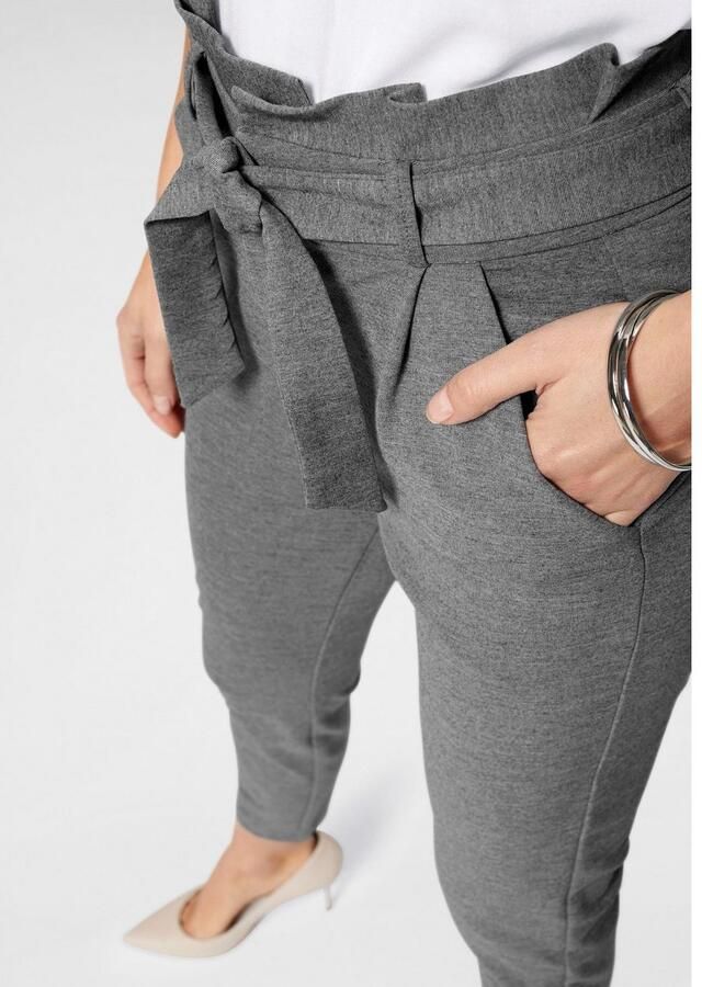 VERO MODA VMEVA gemêleerde cropped high waist tapered fit broek grijs - Foto 4