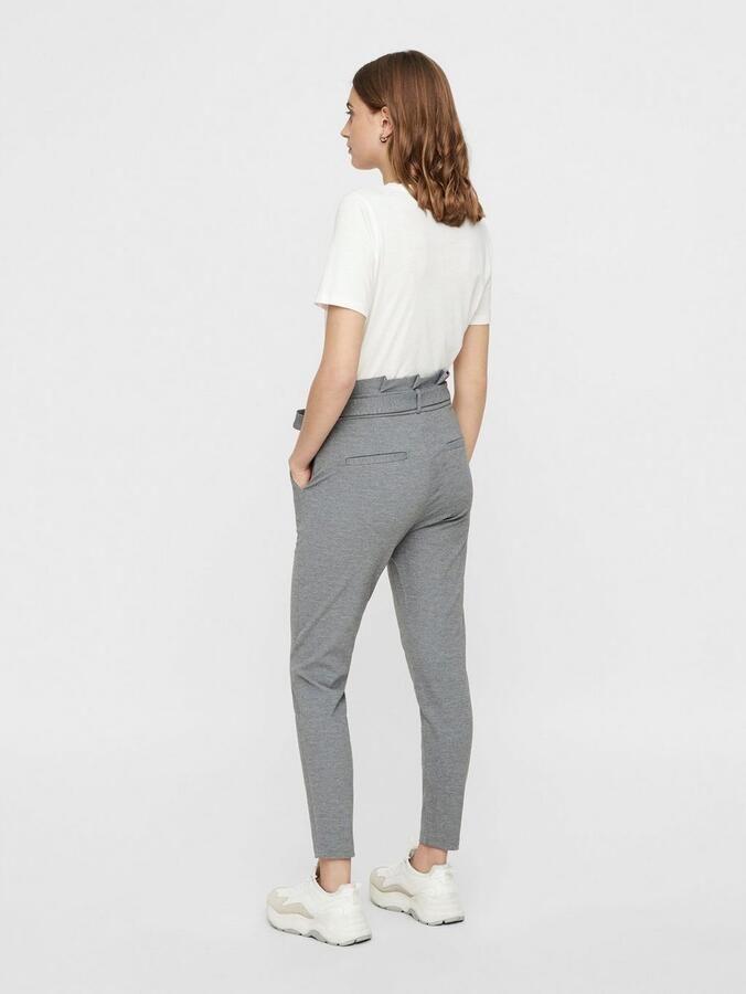 VERO MODA VMEVA gemêleerde cropped high waist tapered fit broek grijs