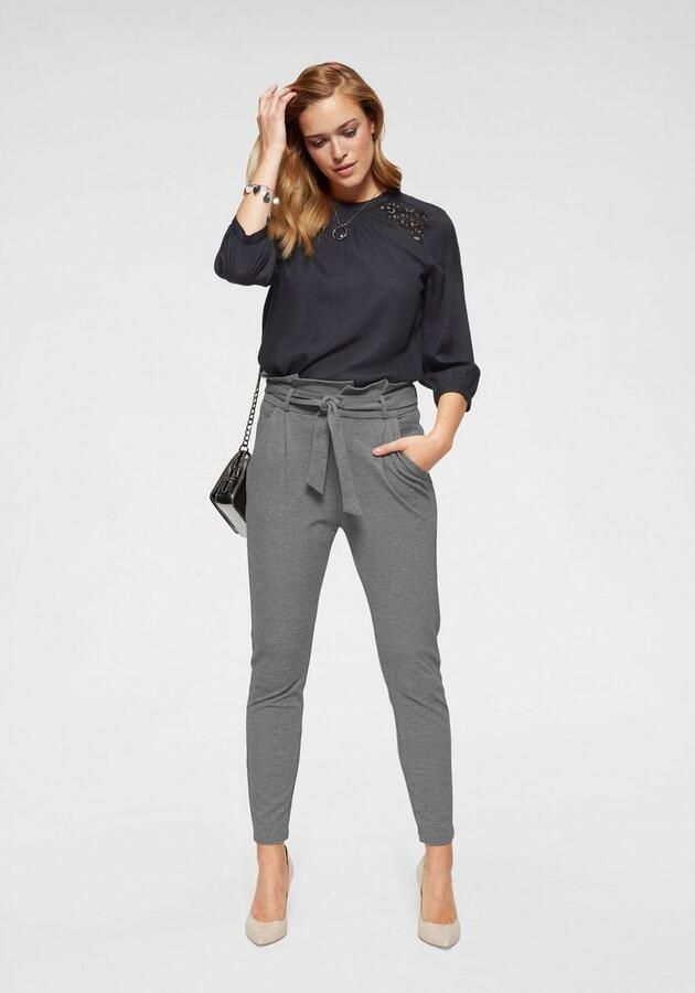 VERO MODA VMEVA gemêleerde cropped high waist tapered fit broek grijs - Foto 8