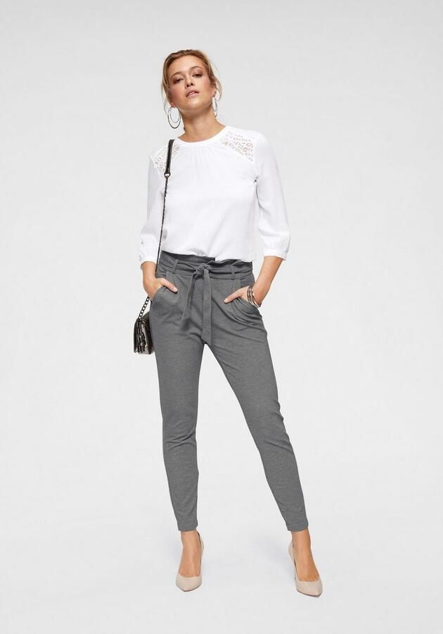 VERO MODA VMEVA gemêleerde cropped high waist tapered fit broek grijs - Foto 6