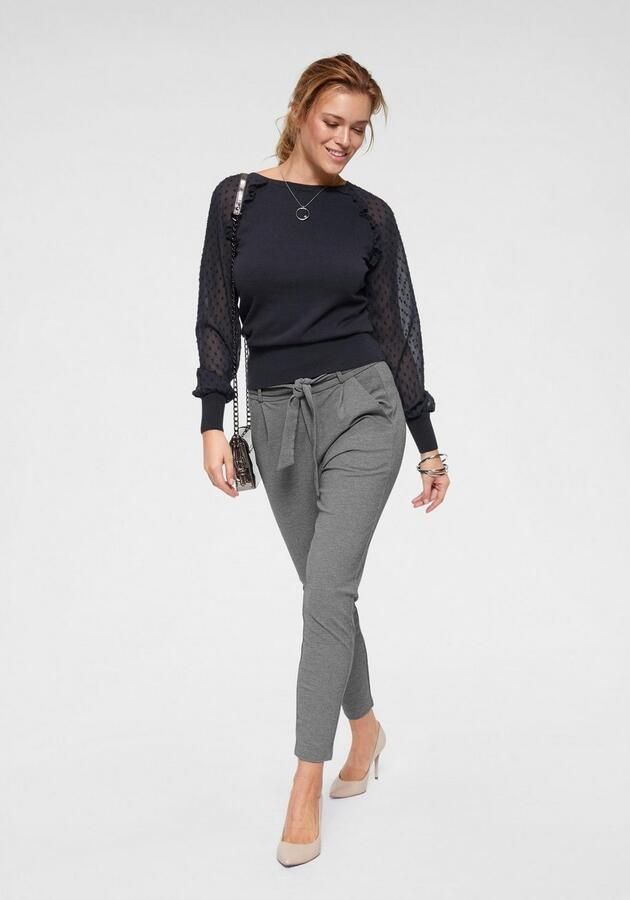 VERO MODA VMEVA gemêleerde cropped high waist tapered fit broek grijs - Foto 7