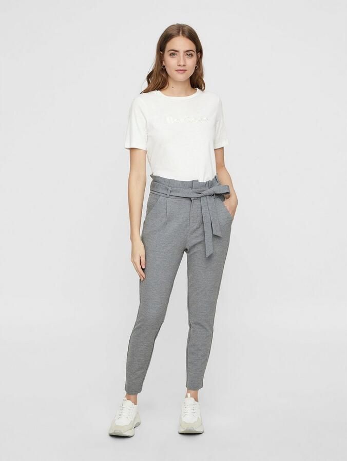 VERO MODA VMEVA gemêleerde cropped high waist tapered fit broek grijs - Foto 3