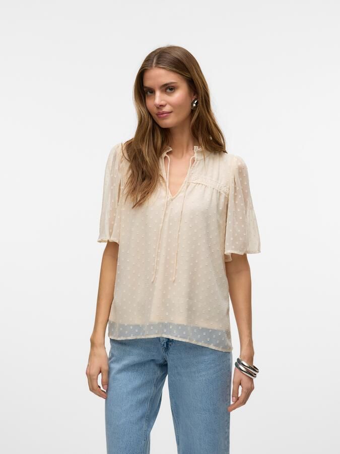 Vero Moda Regular fit blouse met kantdetail model 'LEAH' - Foto 6