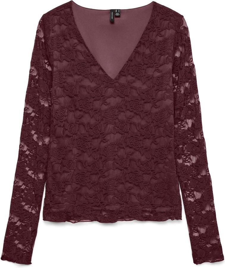 Vero Moda Slim fit shirt met lange mouwen in kantlook model 'IBEN'