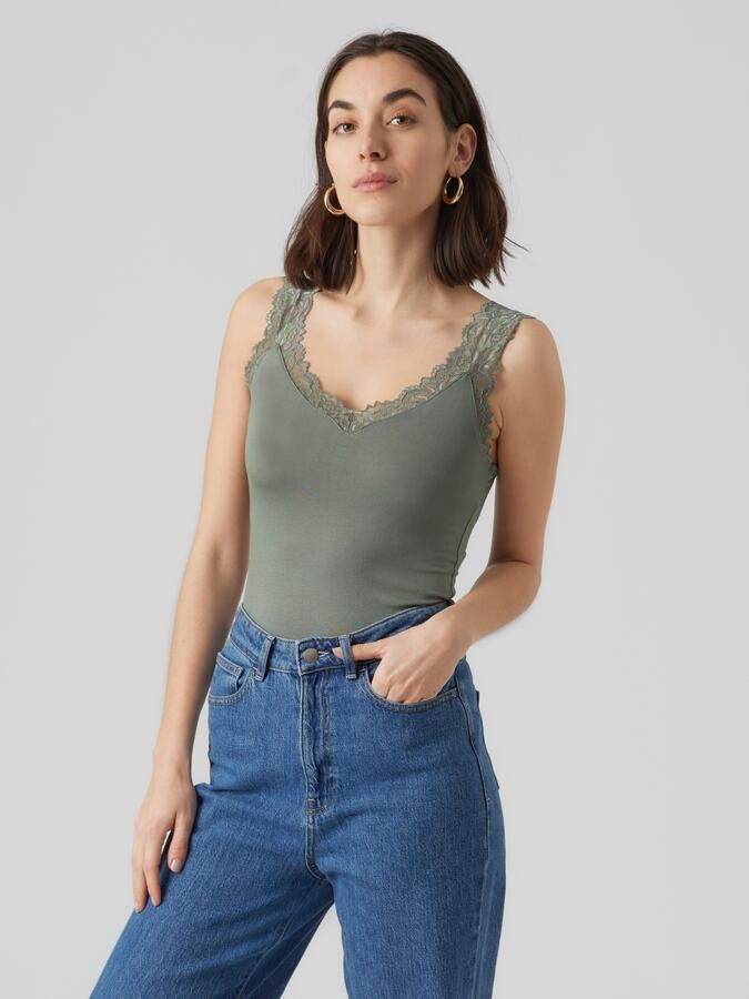 Vero Moda Regular fit top met bandjes en kant model 'ROSA' - Foto 6