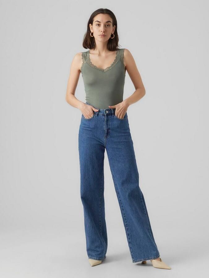 Vero Moda Regular fit top met bandjes en kant model 'ROSA' - Foto 2