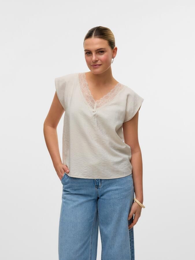 Vero Moda Kanten top VMSAFA SL V-NECK LACE TOP WVN GA NOOS - Foto 6