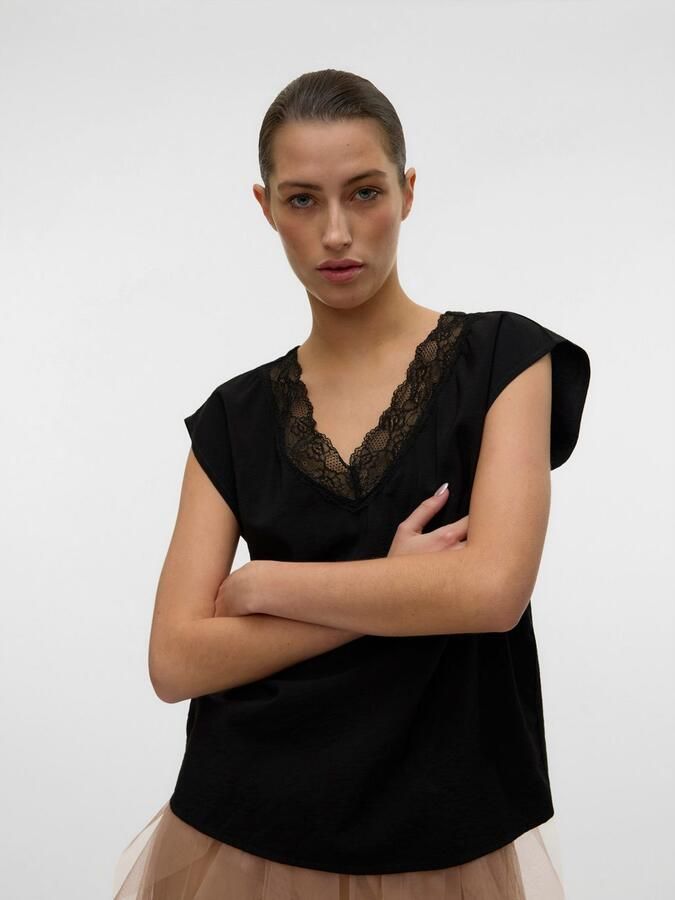 Vero Moda Kanten top VMSAFA SL V-NECK LACE TOP WVN GA NOOS - Foto 4