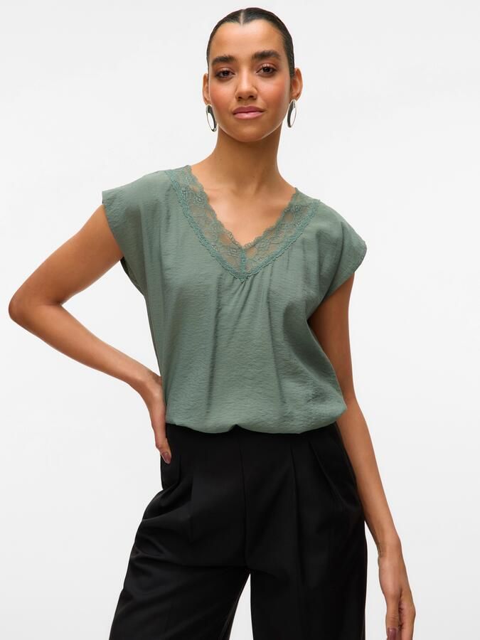 Vero Moda Kanten top VMSAFA SL V-NECK LACE TOP WVN GA NOOS - Foto 6
