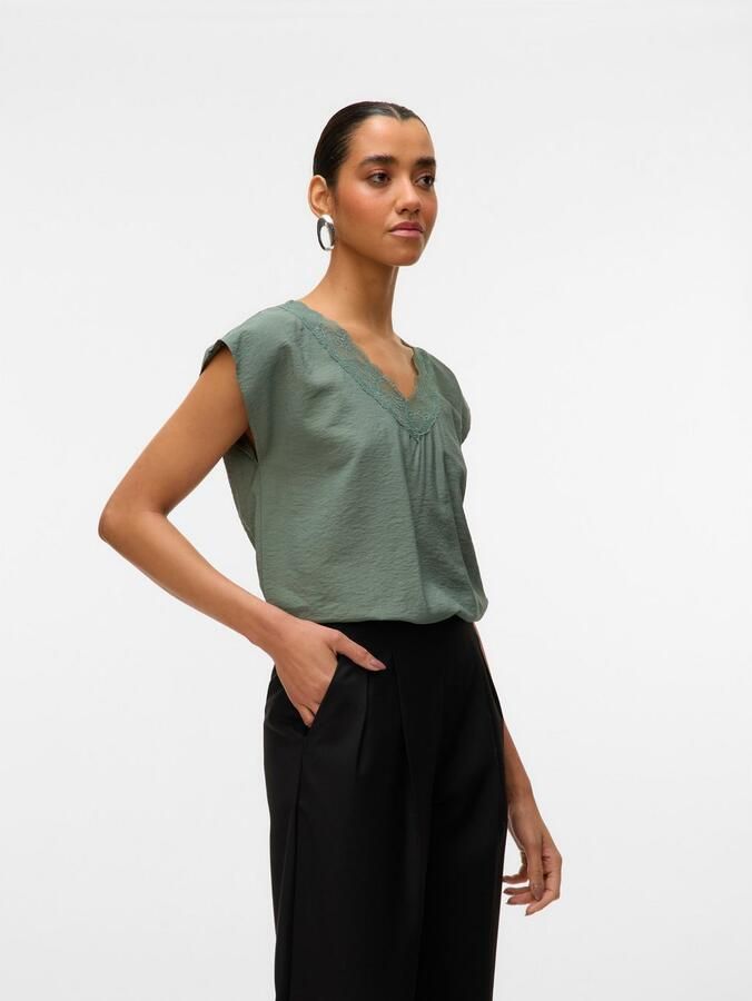 Vero Moda Kanten top VMSAFA SL V-NECK LACE TOP WVN GA NOOS - Foto 3