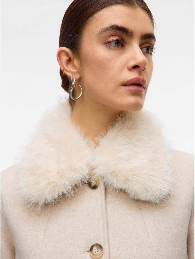 Vero Moda Regular fit lange jas met kraag van imitatiebont model 'AUTUMN'