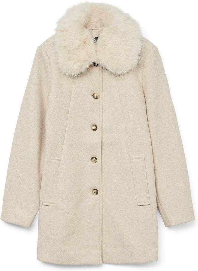 Vero Moda Regular fit lange jas met kraag van imitatiebont model 'AUTUMN' - Foto 5