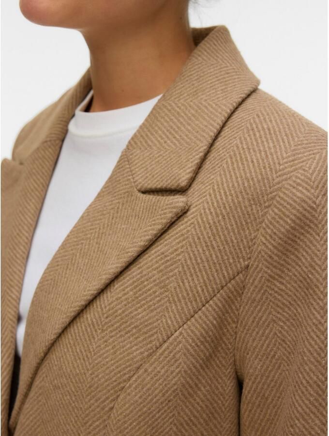 Vero Moda Lange jas VMBLAZA HERINGBONE LONG WOOL COAT GA BOO