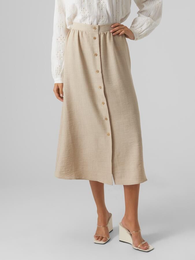 Vero Moda Maxirok VMMELANEY HW BUTTON CALF SKIRT WVN NOOS - Foto 4