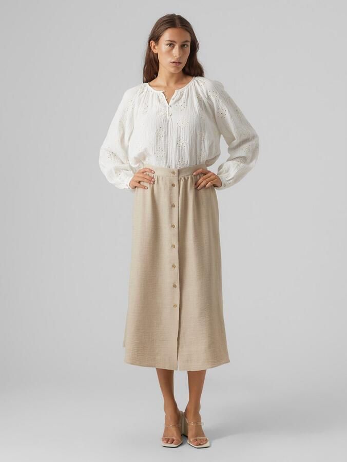 Vero Moda Maxirok VMMELANEY HW BUTTON CALF SKIRT WVN NOOS - Foto 3