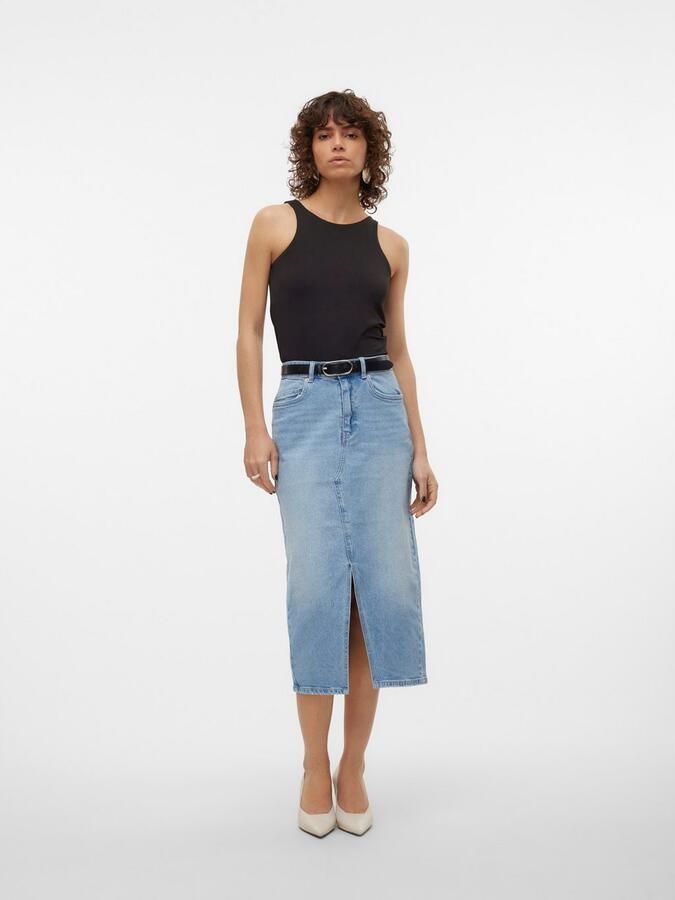 Vero Moda Lichtblauwe Denim Rok met Voorsplit Blue Dames - Foto 4