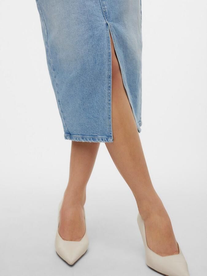 Vero Moda Lichtblauwe Denim Rok met Voorsplit Blue Dames - Foto 6