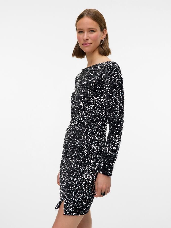 Vero Moda Midi-jurk VMBELLA LS SHORT SQ DRESS JRS GA Partyjurk feestelijk met pailletten - Foto 4