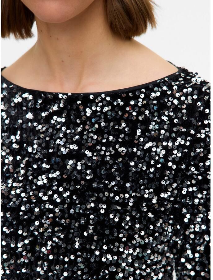 Vero Moda Midi-jurk VMBELLA LS SHORT SQ DRESS JRS GA Partyjurk feestelijk met pailletten