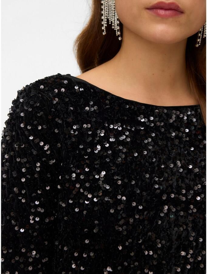 Vero Moda Midi-jurk VMBELLA LS SHORT SQ DRESS JRS GA Partyjurk feestelijk met pailletten