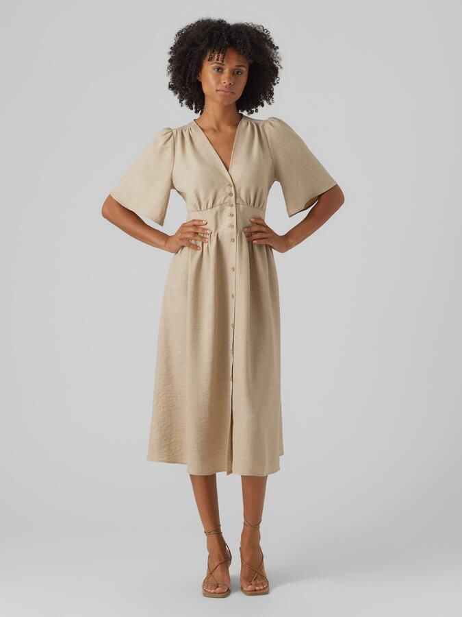 Vero Moda Midi-jurk VMMELANEY 2 4 BLK DRESS WVN NOOS - Foto 6