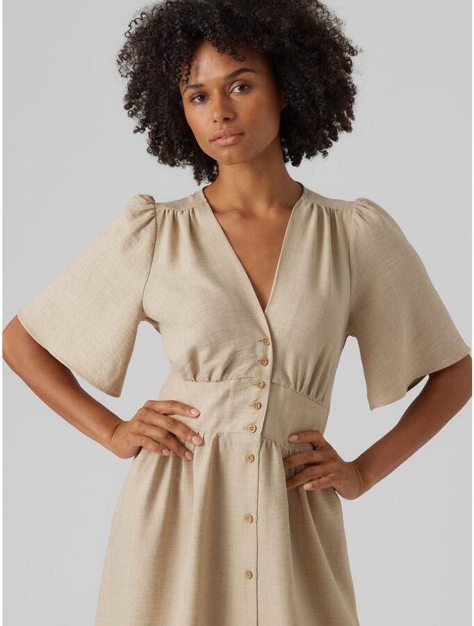 Vero Moda Midi-jurk VMMELANEY 2 4 BLK DRESS WVN NOOS