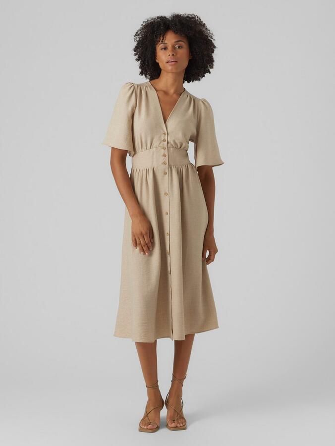 Vero Moda Midi-jurk VMMELANEY 2 4 BLK DRESS WVN NOOS - Foto 4