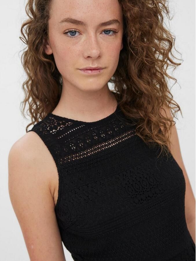 Vero Moda Mini-jurk VMHONEY LACE S L O-NECK SHORT DRESS WVN