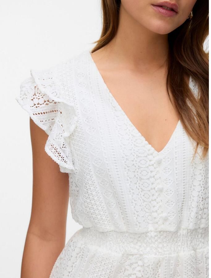 Vero Moda Mini-jurk VMHONEY LACE V-HALS KORTE DRESS WVN GA