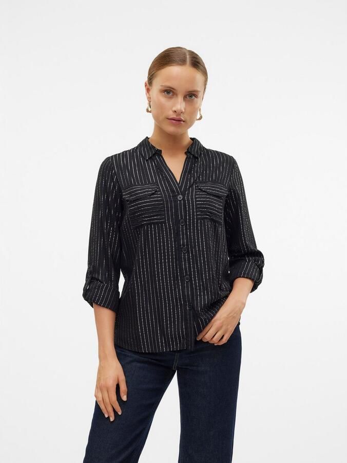 Vero Moda Regular fit overhemdblouse van viscosemix model 'BUMPY' - Foto 4