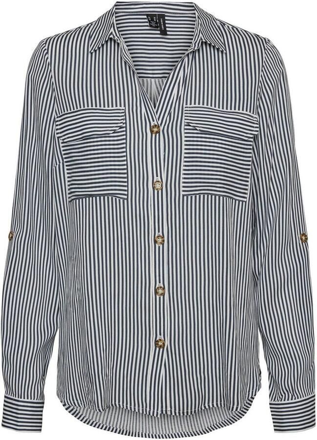 Vero Moda Overhemdblouse met opgestikte paspelzakken op de borst model 'BUMPY' - Foto 2