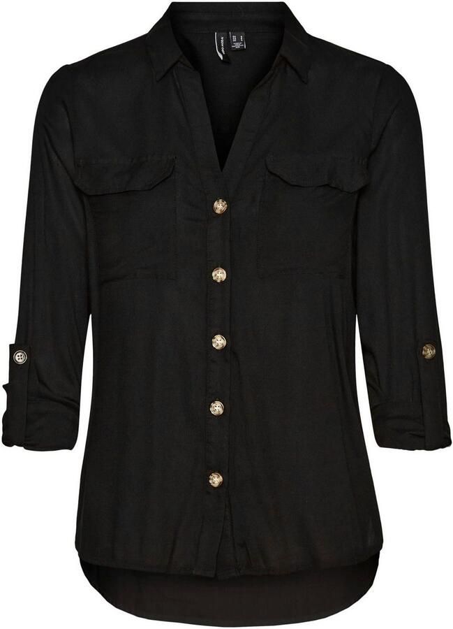 Vero Moda Overhemdblouse met opgestikte paspelzakken op de borst model 'BUMPY' - Foto 2