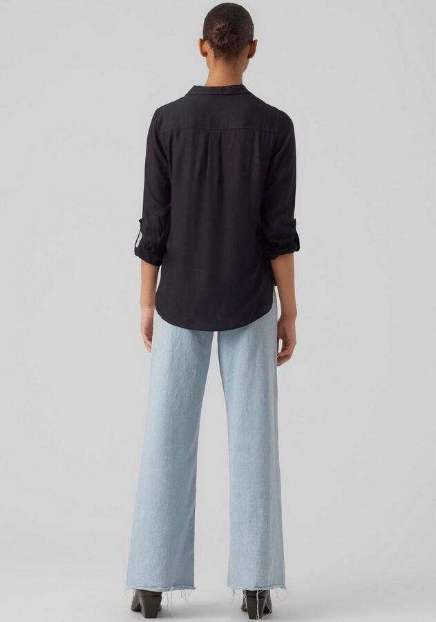 Vero Moda Overhemdblouse met opgestikte paspelzakken op de borst model 'BUMPY' - Foto 3