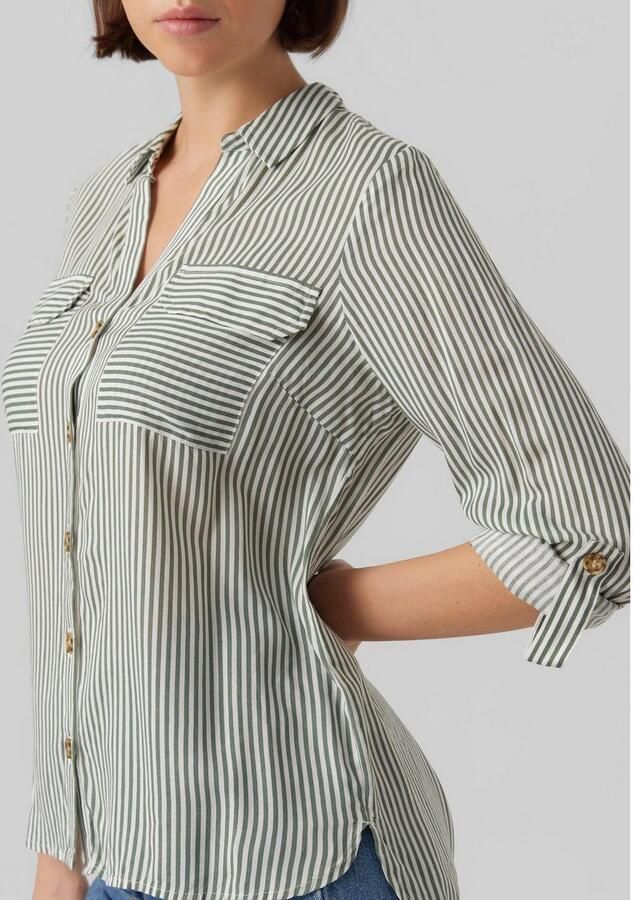 Vero Moda Overhemdblouse met opgestikte paspelzakken op de borst model 'BUMPY' - Foto 4
