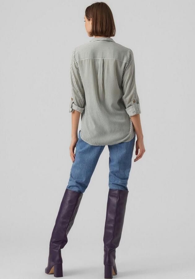 Vero Moda Overhemdblouse met opgestikte paspelzakken op de borst model 'BUMPY' - Foto 6