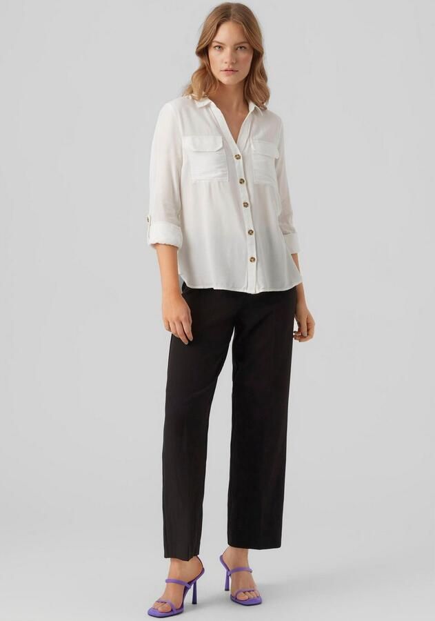 Vero Moda Overhemdblouse met opgestikte paspelzakken op de borst model 'BUMPY' - Foto 5
