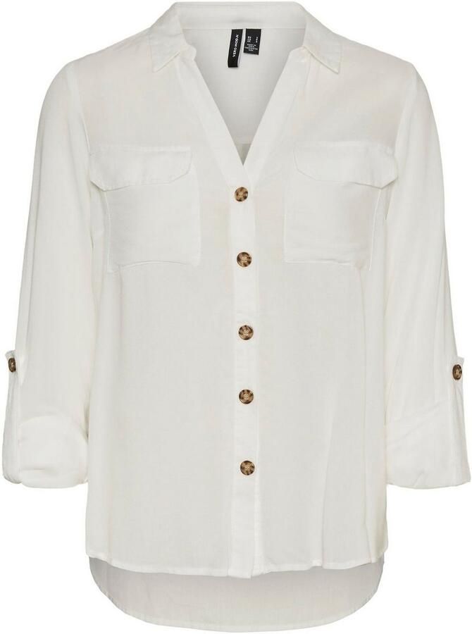 Vero Moda Overhemdblouse met opgestikte paspelzakken op de borst model 'BUMPY' - Foto 3