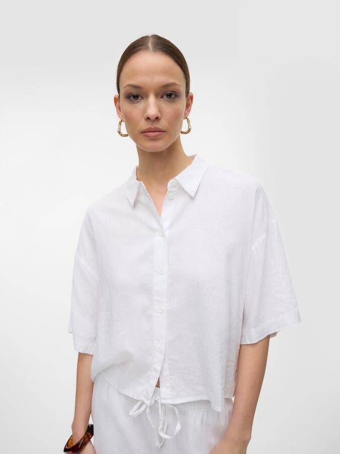 Vero Moda Regular fit overhemdblouse van een mix van linnen en viscose model 'LINN' - Foto 8
