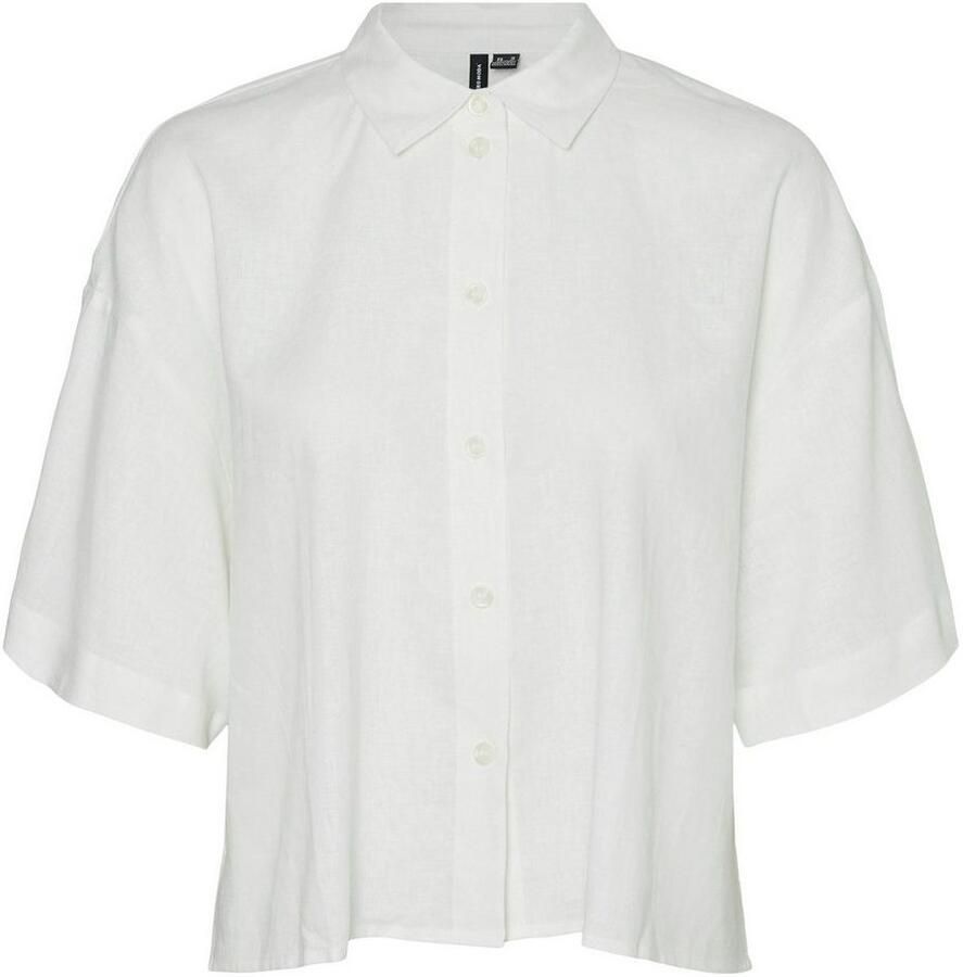 Vero Moda Regular fit overhemdblouse van een mix van linnen en viscose model 'LINN'