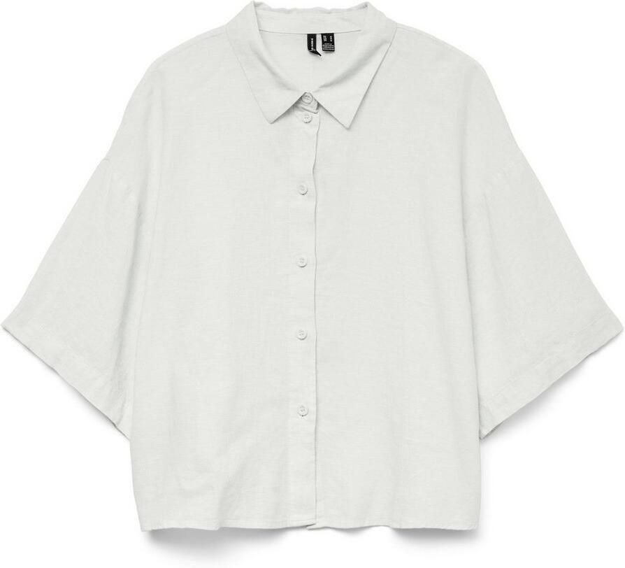 Vero Moda Regular fit overhemdblouse van een mix van linnen en viscose model 'LINN' - Foto 3