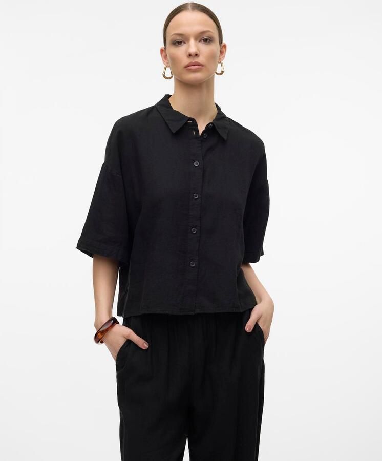 Vero Moda Overhemdblouse VMLINN LINEN 2 4 SHORT SHIRT WVN NOOS - Foto 7