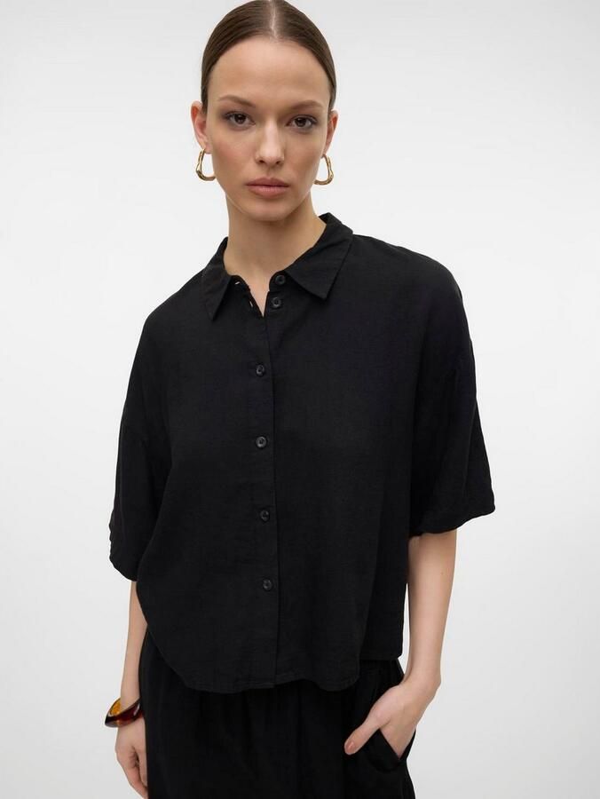 Vero Moda Overhemdblouse VMLINN LINEN 2 4 SHORT SHIRT WVN NOOS - Foto 4