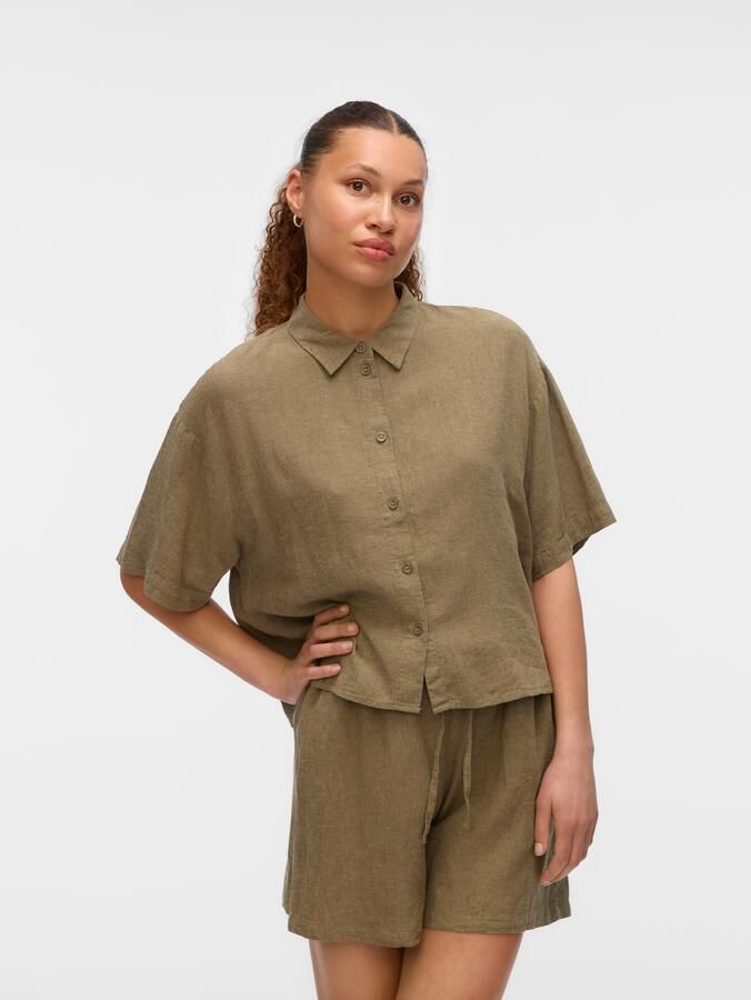 Vero Moda Overhemdblouse VMLINN LINEN 2 4 SHORT SHIRT WVN NOOS - Foto 6