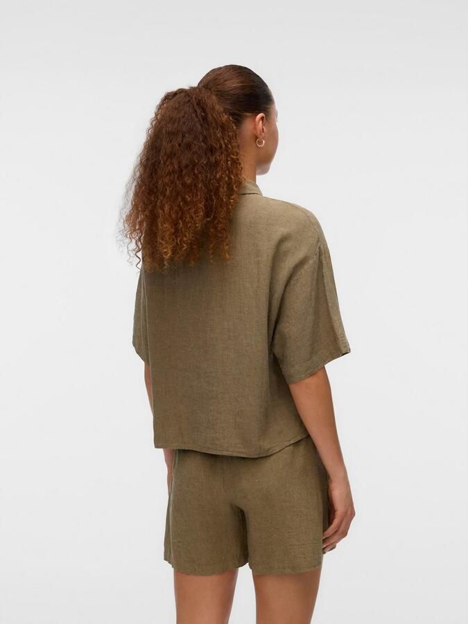 Vero Moda Overhemdblouse VMLINN LINEN 2 4 SHORT SHIRT WVN NOOS - Foto 4