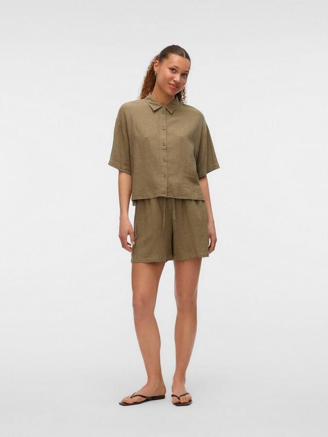 Vero Moda Overhemdblouse VMLINN LINEN 2 4 SHORT SHIRT WVN NOOS - Foto 5